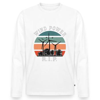 Wind Power RIP, No to Wind Energy - Men's Premium Organic Long Sleeve Shirt - white - Front - Nico (187cm)