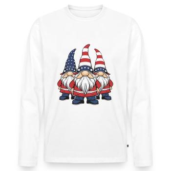 Gnomes patriotiques américains avec drapeau américain - T-shirt manches longues Premium bio Homme - blanc - Devant - Nico (187cm)
