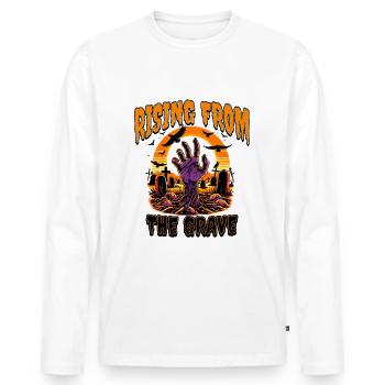 Rising from the Grave - Gruseliges Halloween-Motiv - Männer Premium Bio Langarmshirt - Weiß - Vorne - Nico (187cm)
