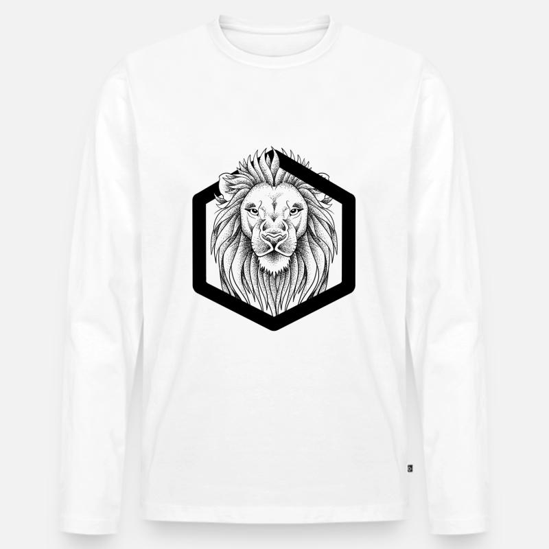 Löwe Dotwork - Männer Premium Bio Langarmshirt - Weiß