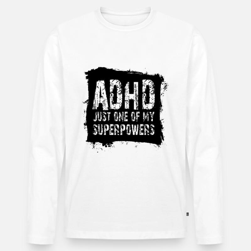 ADHS - Männer Premium Bio Langarmshirt - Weiß