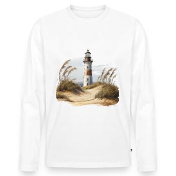 Phare derrière les dunes - T-shirt manches longues Premium bio Homme - blanc - Devant - Nico (187cm)