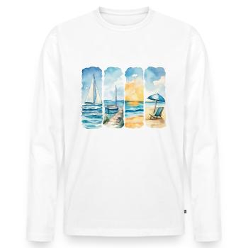 Découvrez l’atmosphère de la navigation en bord de mer - T-shirt manches longues Premium bio Homme - blanc - Devant - Nico (187cm)