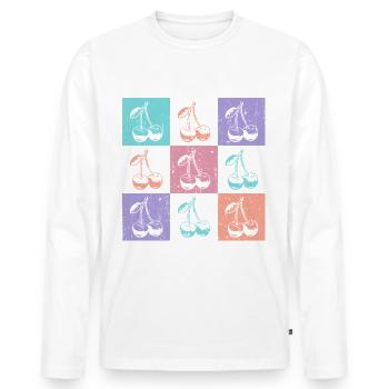 Cerises, couleurs vives de l’été - T-shirt manches longues Premium bio Homme - blanc - Devant - Nico (187cm)