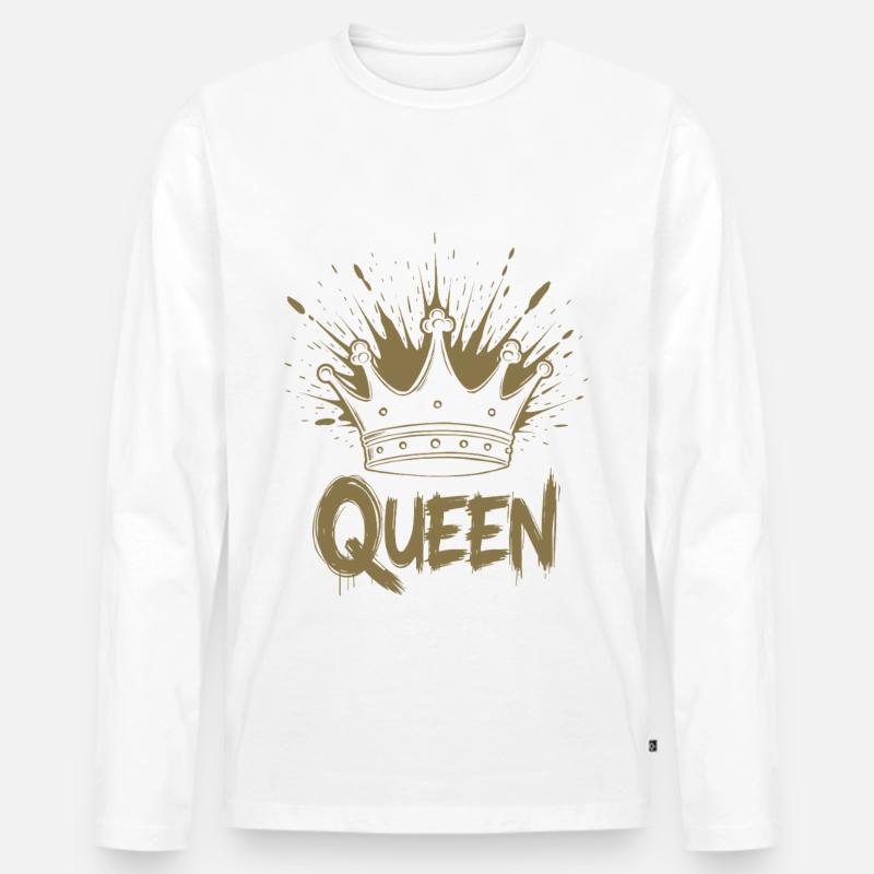 Queen Krone Splash - Männer Premium Bio Langarmshirt - Weiß