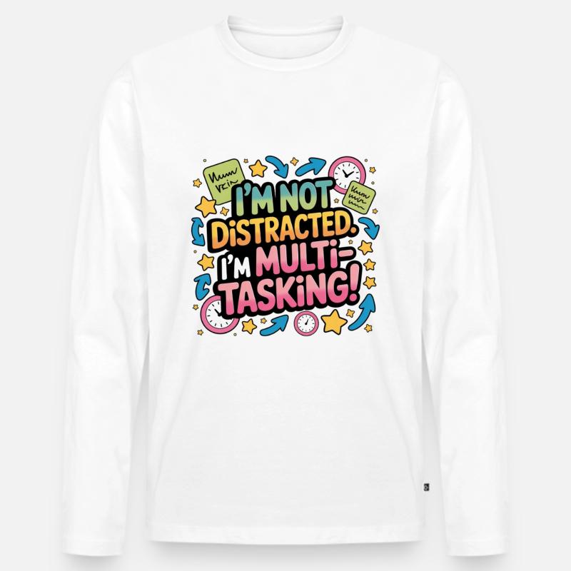 ADHS-Multitasking - Männer Premium Bio Langarmshirt - Weiß