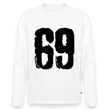 69 Zahl Trikot - Männer Premium Bio Langarmshirt - Weiß - Vorne - Nico (187cm)