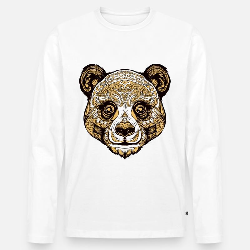 Panda Kopf Tier - Männer Premium Bio Langarmshirt - Weiß
