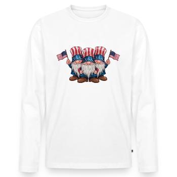 Gnomes patriotiques américains avec drapeau américain - T-shirt manches longues Premium bio Homme - blanc - Devant - Nico (187cm)