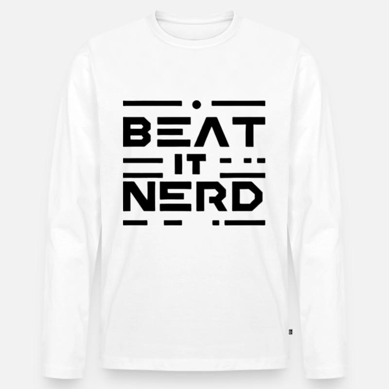 Beat it Nerd 16 - Männer Premium Bio Langarmshirt - Weiß