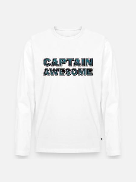 CAPTAIN AWESOME - Männer Premium Bio Langarmshirt - Weiß