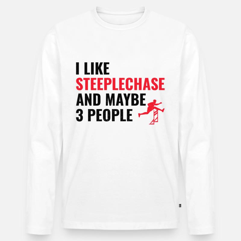 Hindernislauf Hindernislauf Leichtathletik - Männer Premium Bio Langarmshirt - Weiß