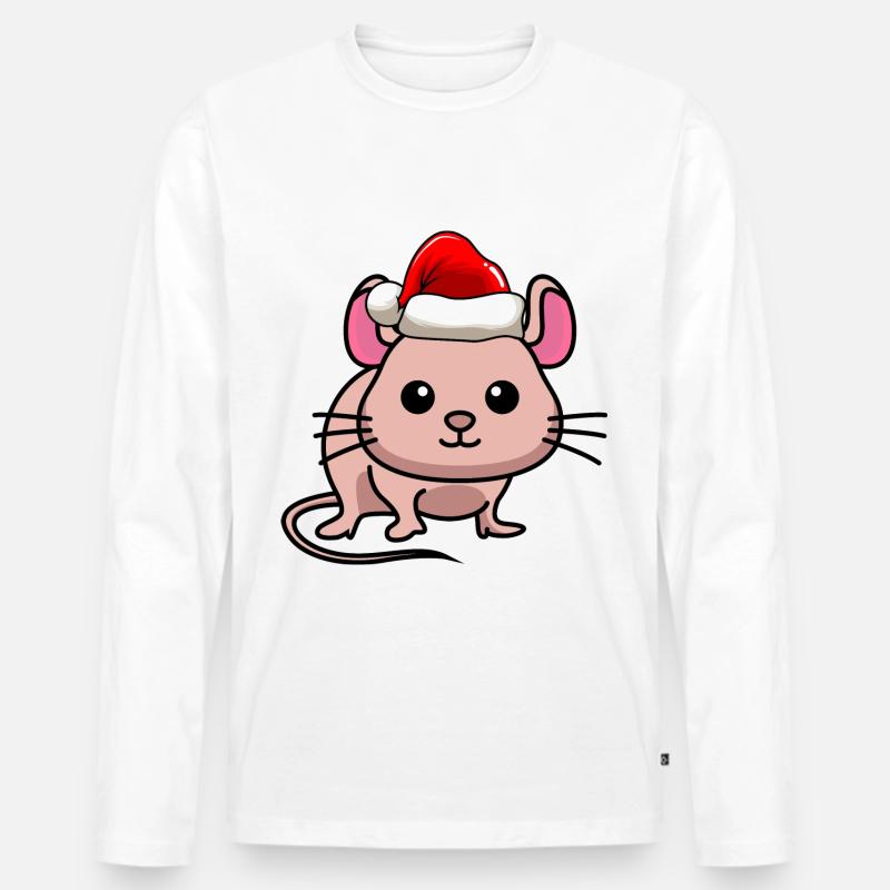 Maus Comic Weihnachten - Männer Premium Bio Langarmshirt - Weiß