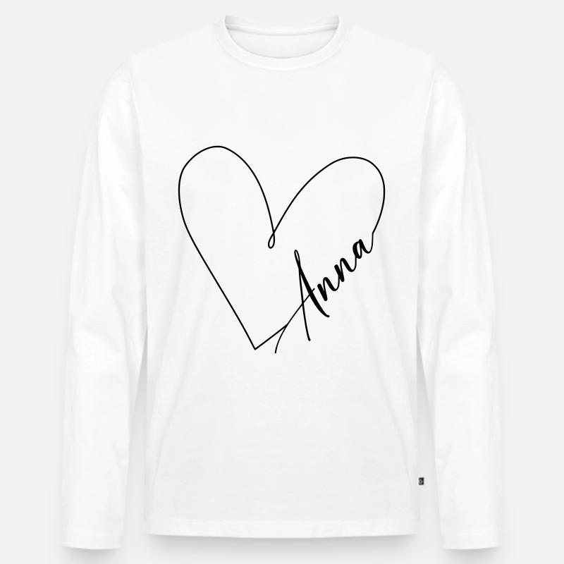 Anna Name Herzlinie - Männer Premium Bio Langarmshirt - Weiß