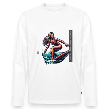 Stay Wild Stay Free Surfing Girl - Men's Premium Organic Long Sleeve Shirt - white - Front - Nico (187cm)