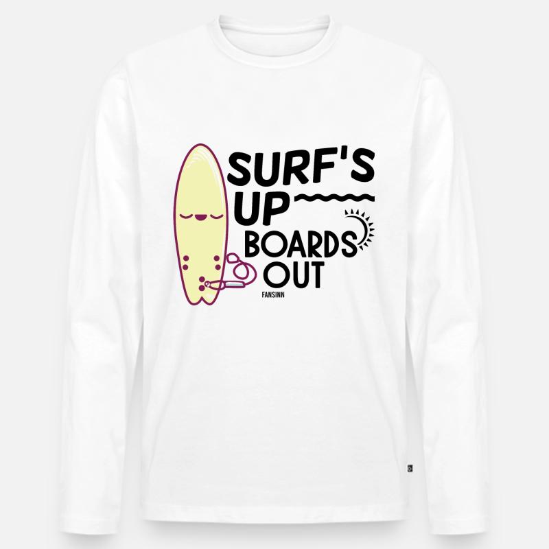 cooles Surfbrett - Männer Premium Bio Langarmshirt - Weiß