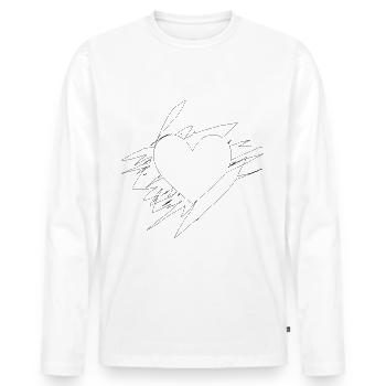 Doodle Heart Scribbled Lines - Men's Premium Organic Long Sleeve Shirt - white - Front - Nico (187cm)