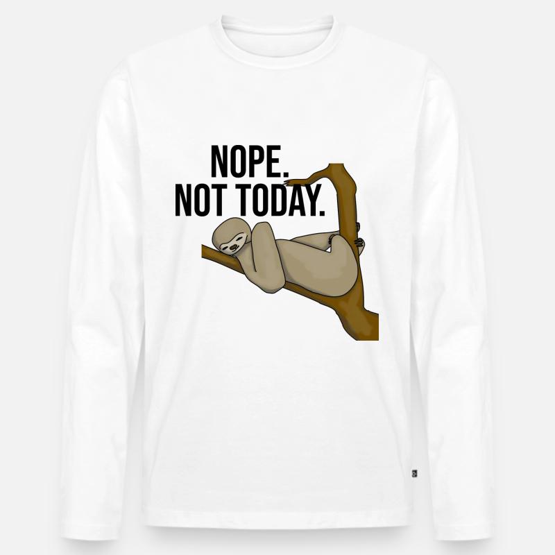 faultier nope not today - Männer Premium Bio Langarmshirt - Weiß