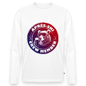 Équipe d’après-ski Bear disant coloré - T-shirt manches longues Premium bio Homme - blanc - Devant - Nico (187cm)