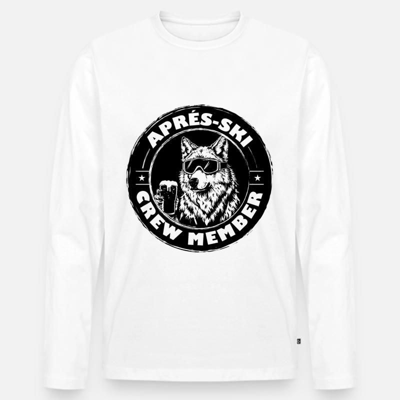 Wolf Apres Ski Team Spruch - Männer Premium Bio Langarmshirt - Weiß