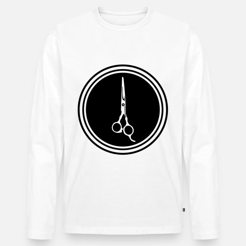 Schere Barber icon - Männer Premium Bio Langarmshirt - Weiß