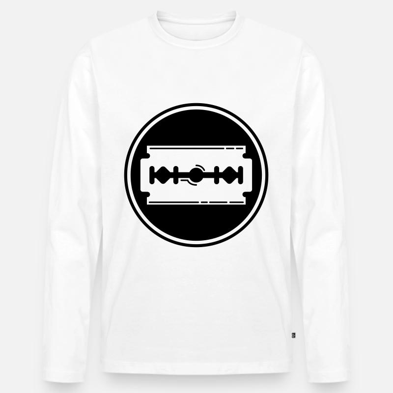 Rasierklinge Icon Symbol - Männer Premium Bio Langarmshirt - Weiß