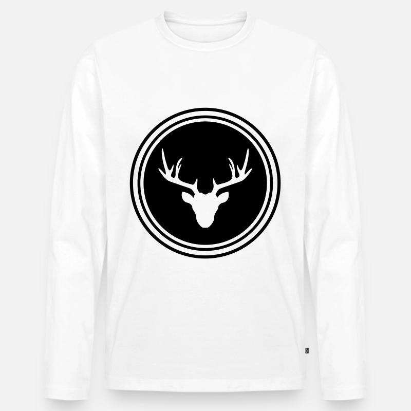 Reh Hirsch icon - Männer Premium Bio Langarmshirt - Weiß