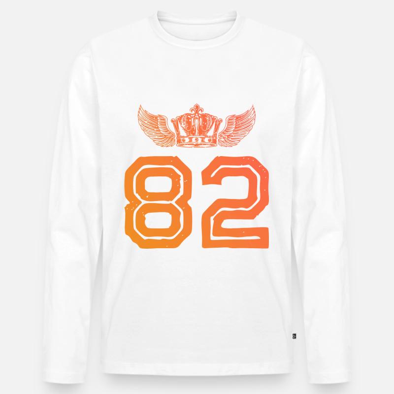 82 Zahl Krone - Männer Premium Bio Langarmshirt - Weiß