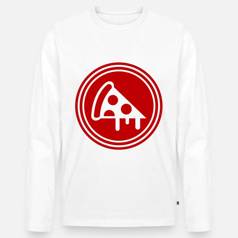 Pizza Icon Silhouette - Männer Premium Bio Langarmshirt - Weiß