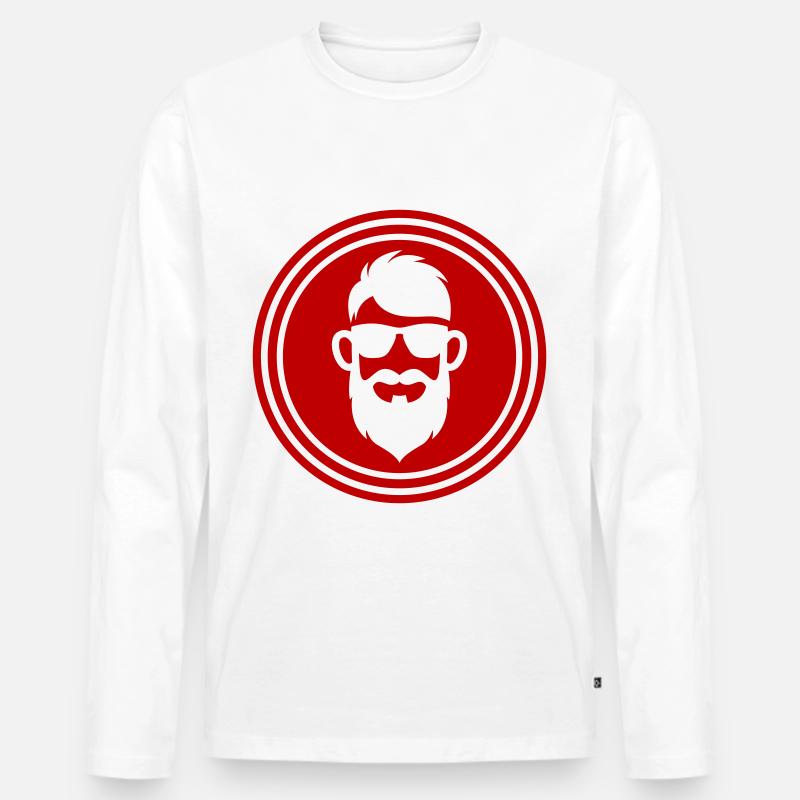 Gesicht bart symbol - Männer Premium Bio Langarmshirt - Weiß