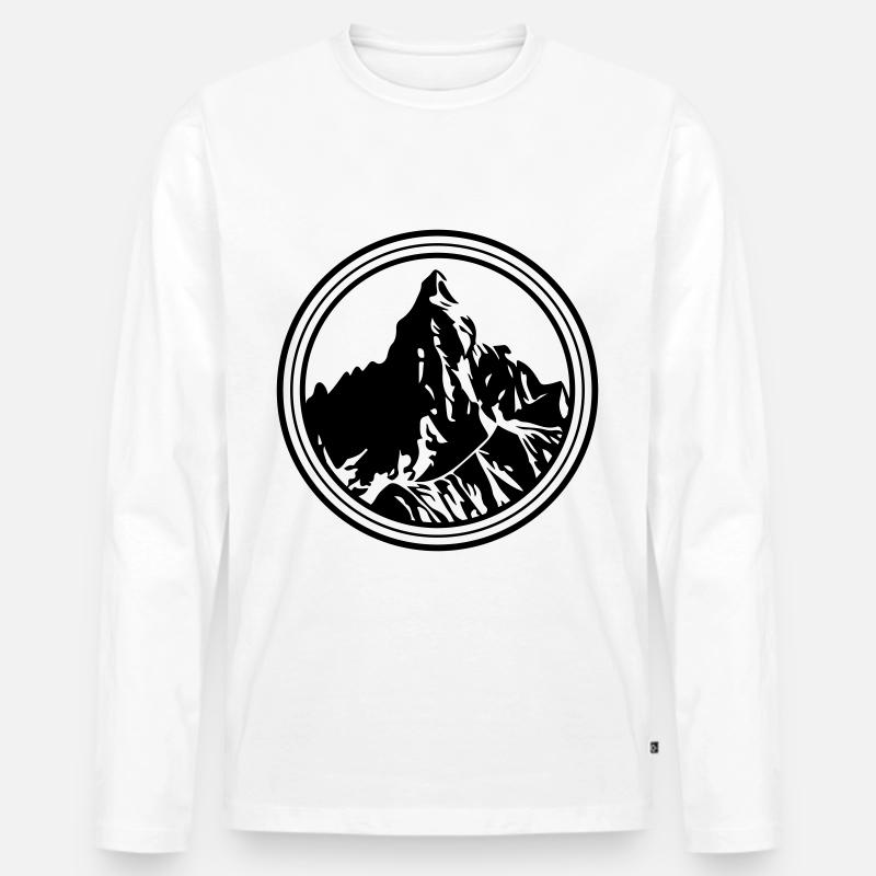 Berge Symbol Silhouette Kreis - Männer Premium Bio Langarmshirt - Weiß