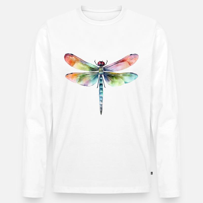 Schöne Libelle - Männer Premium Bio Langarmshirt - Weiß