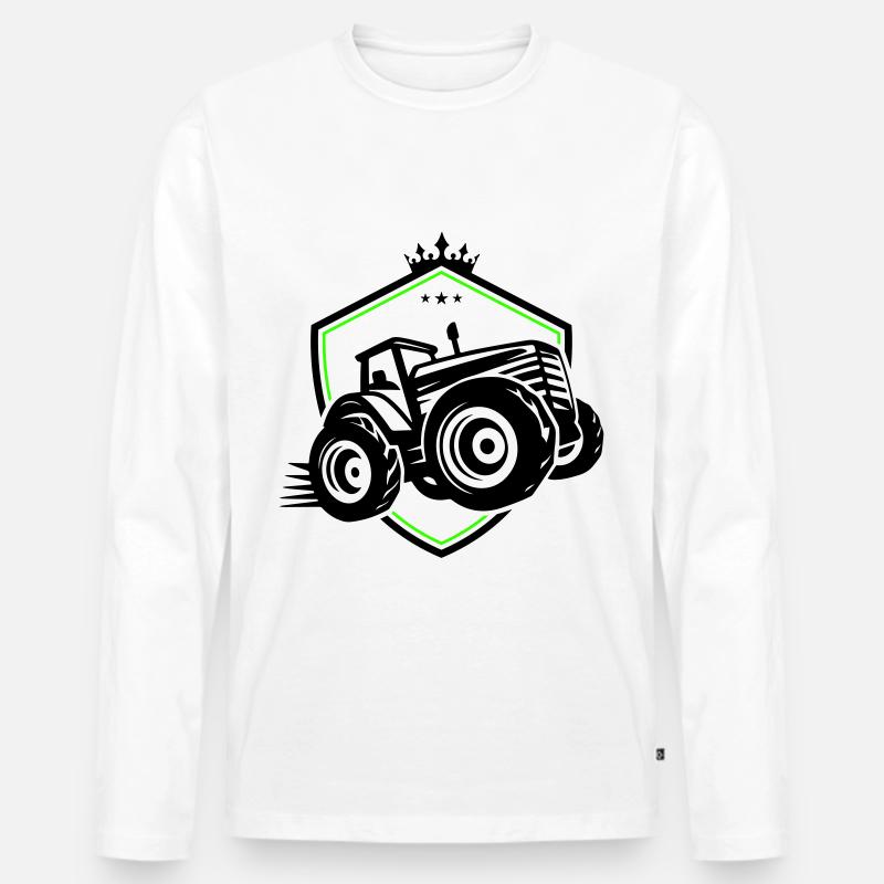 Traktor Silhouette Landwirtschaft - Männer Premium Bio Langarmshirt - Weiß