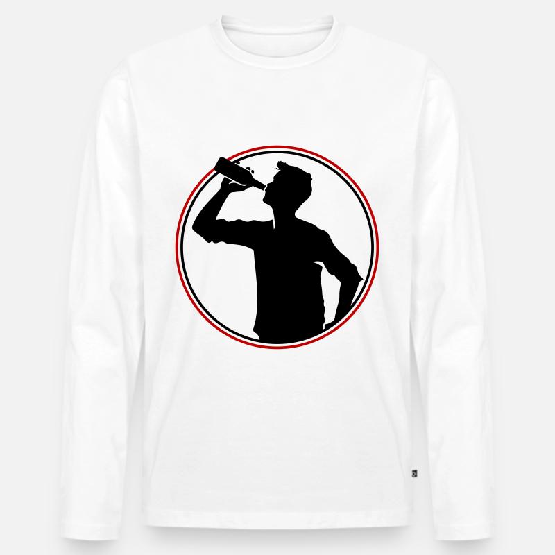 Trinker Bier Silhouette - Männer Premium Bio Langarmshirt - Weiß
