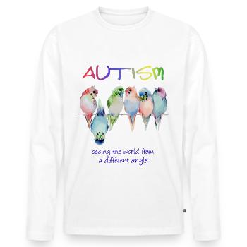 Autisme voir le monde sous un angle différent - T-shirt manches longues Premium bio Homme - blanc - Devant - Nico (187cm)