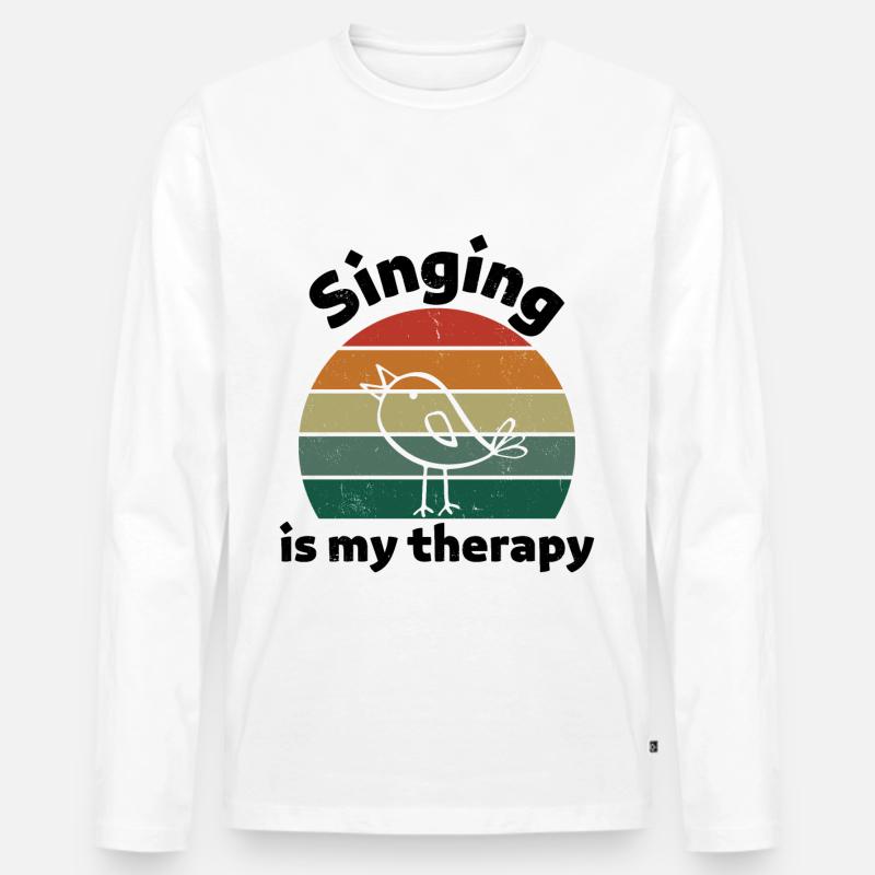 Singing is my therapy! schwarz - Männer Premium Bio Langarmshirt - Weiß