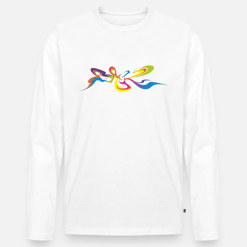 Psychedelic Butterfly - Back Graffiti Design - Männer Premium Bio Langarmshirt - Weiß
