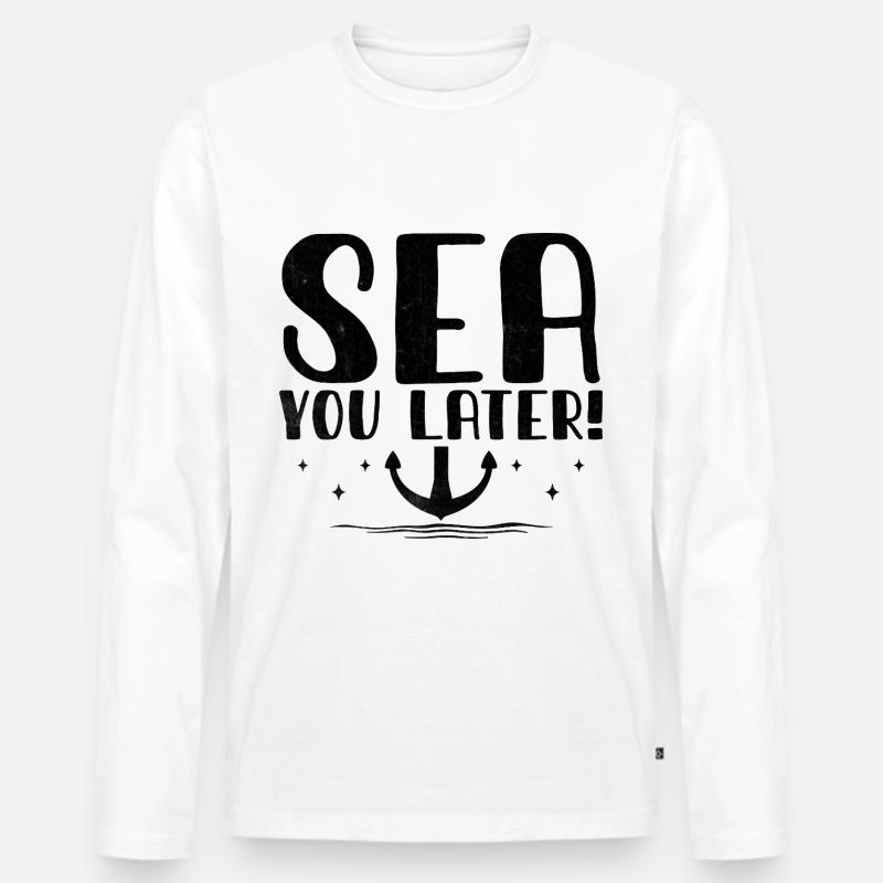 Meer Sie später Paddelboot - Männer Premium Bio Langarmshirt - Weiß