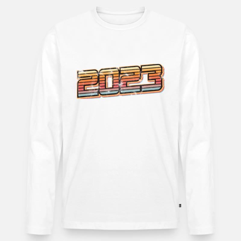 2023 Neujahr Retro - Männer Premium Bio Langarmshirt - Weiß