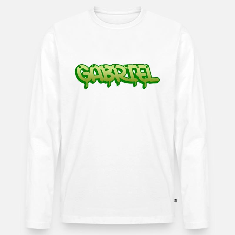 Graffiti name Gabriel - Männer Premium Bio Langarmshirt - Weiß