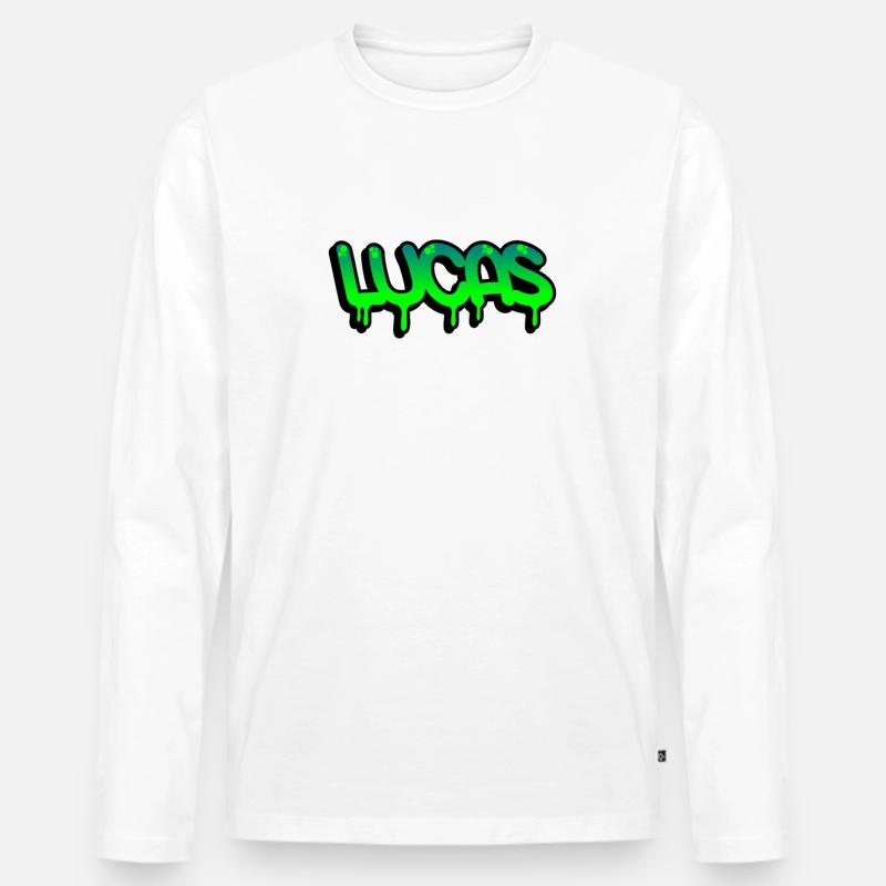 Graffiti-Name Lucas - Männer Premium Bio Langarmshirt - Weiß