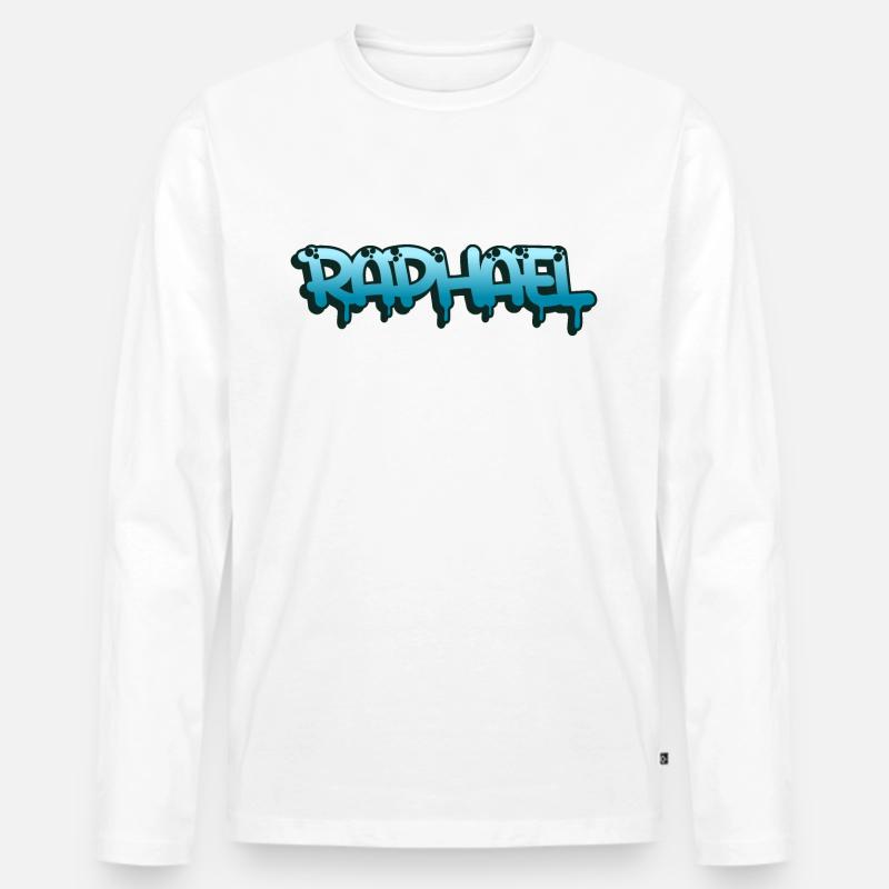 Graffiti-Name Raphael - Männer Premium Bio Langarmshirt - Weiß