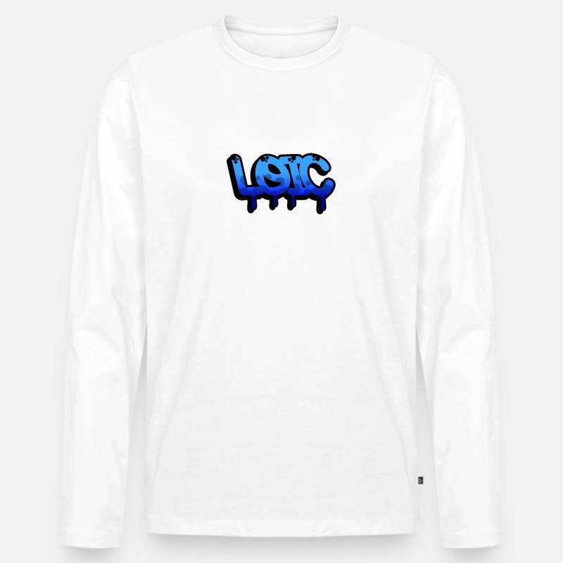 Graffiti Vorname Loic - Männer Premium Bio Langarmshirt - Weiß
