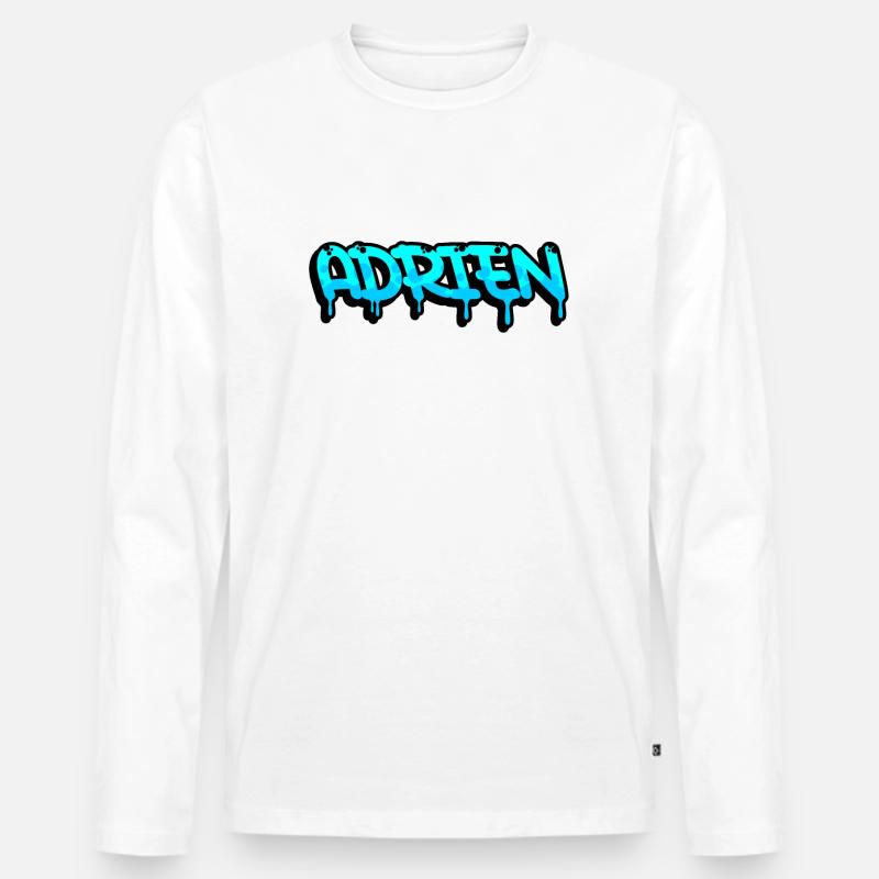 Graffiti Vorname Adrien - Männer Premium Bio Langarmshirt - Weiß