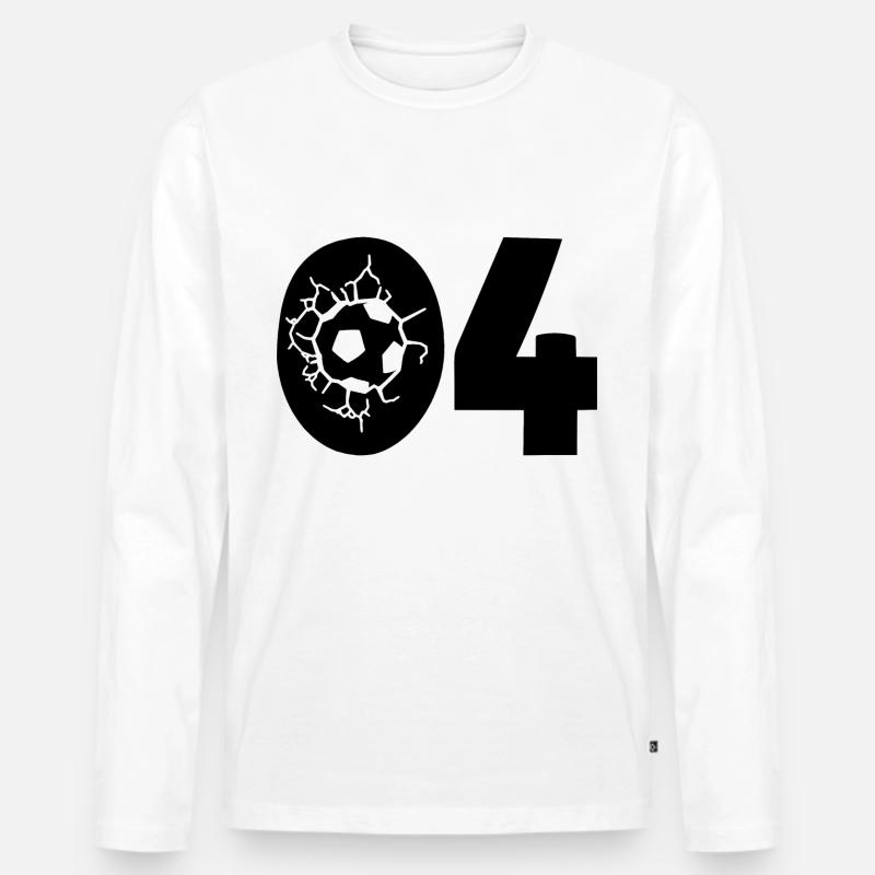 Fussball Trikot Nummer 04 - Männer Premium Bio Langarmshirt - Weiß