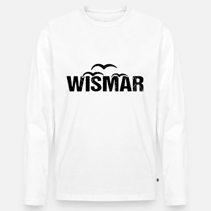 Wismar Möwen Hansestadt - Männer Premium Bio Langarmshirt - Weiß