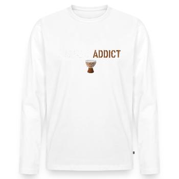Djembe addict - Men's Premium Organic Long Sleeve Shirt - white - Front - Nico (187cm)