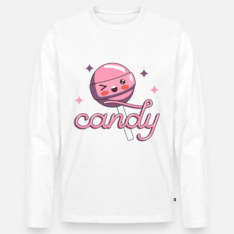 Candy Lollipop Halloween - Männer Premium Bio Langarmshirt - Weiß