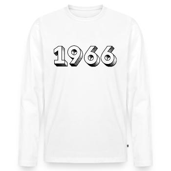 1966 Jahrgang Baujahr Geschenkidee - Männer Premium Bio Langarmshirt - Weiß - Vorne - Nico (187cm)