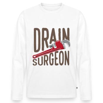 Drain Surgeon Funny Plumber - Männer Premium Bio Langarmshirt - Weiß - Vorne - Nico (187cm)